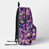 Levendige Trippy Boho Hippie Fractale Marmer Kunst Bedrukte Rugzak (Links)
