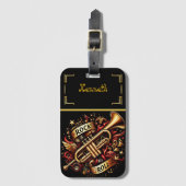 Levendige trompet voor muziekliefhebbers bagagelabel (Voorkant (verticaal))