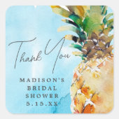 Levendige tropische ananas Vrijgezellenfeest gunst Vierkante Sticker (Voorkant)