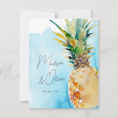 Levendige tropische ananas Waterverf bruiloft Bedankkaart (Voorkant)