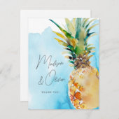 Levendige tropische ananas Waterverf bruiloft Bedankkaart (Voorkant / Achterkant)