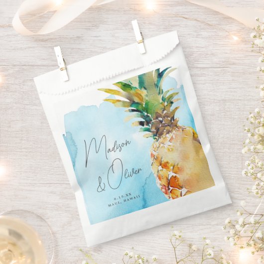 Levendige tropische ananas Waterverf bruiloft Bedankzakje (Geknipt)