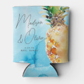 Levendige tropische ananas Waterverf bruiloft Blikjeskoeler (Voorkant)