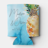Levendige tropische ananas Waterverf bruiloft Blikjeskoeler (Achterkant)