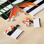 Levendige tropische bladeren en bloemen ontwerp legpuzzel (Zijkant)