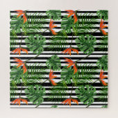 Levendige tropische bladeren en bloemen ontwerp legpuzzel (Horizontaal)