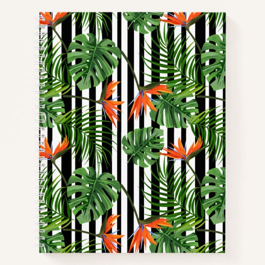 Levendige tropische bladeren en bloemen ontwerp notitieboek (Voorkant)