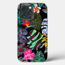 Levendige tropische bladeren en bloemen patroon Case-Mate iPhone case