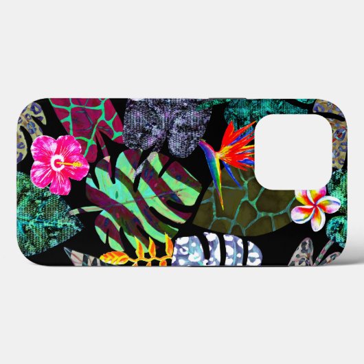 Levendige tropische bladeren en bloemen patroon Case-Mate iPhone case (Achterkant (horizontaal))