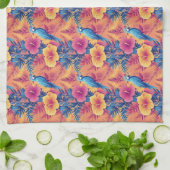 Levendige tropische bladeren en papegaaien zomerpa theedoek (Gevouwen)