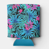 Levendige tropische bladeren patroon Koelbox Blikjeskoeler (Achterkant)