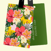 Levendige  tropische bloemen bagagelabel
