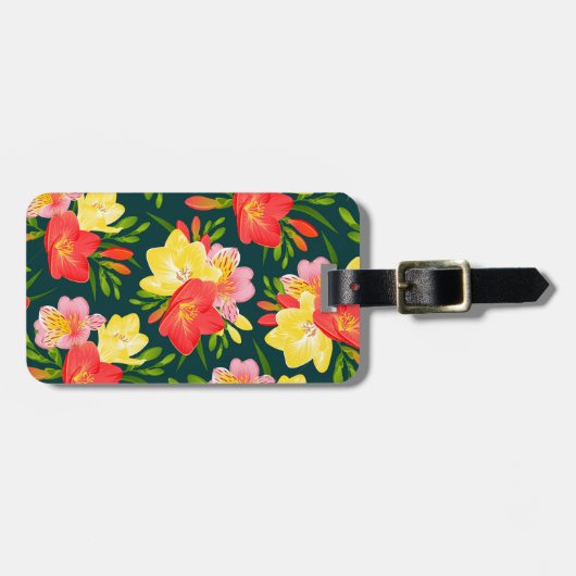 Levendige  tropische bloemen bagagelabel (Voorkant horizontaal)