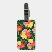 Levendige  tropische bloemen bagagelabel (Voorkant verticaal)