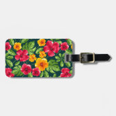 Levendige  tropische bloemen bagagelabel (Voorkant horizontaal)
