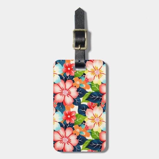 Levendige  tropische bloemen bagagelabel (Voorkant verticaal)
