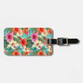 Levendige  tropische bloemen bagagelabel (Voorkant horizontaal)