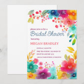 Levendige Tropische Bloemen Bruids Douche Uitnodig Kaart (Voorkant / Achterkant)