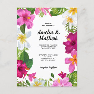 Levendige Tropische Bloemen Bruiloft Briefkaart