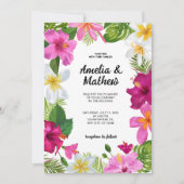 Levendige Tropische Bloemen Bruiloft Kaart (Voorkant)