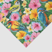 Levendige tropische bloemen en vogels tissuepapier (Detail)