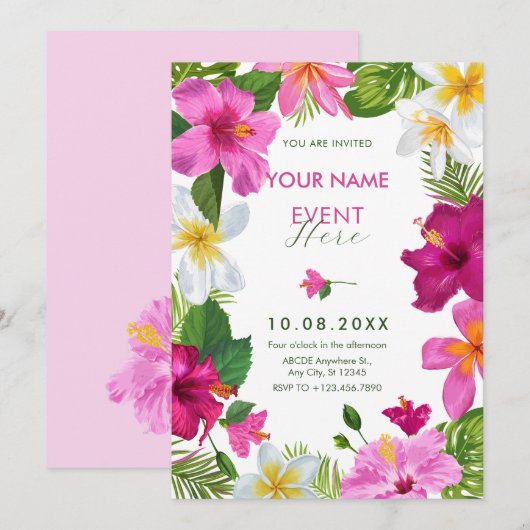 Levendige tropische bloemen kaart (Voorkant / Achterkant)