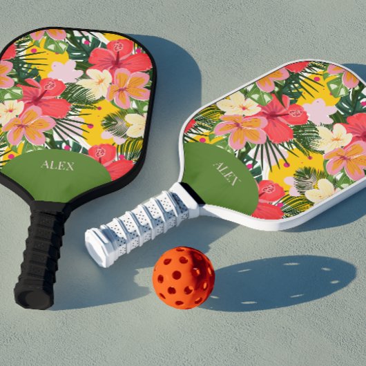Levendige  tropische bloemen pickleball paddle