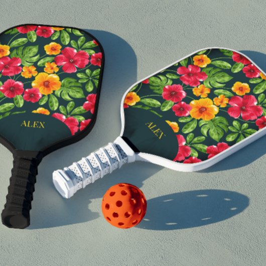 Levendige  tropische bloemen pickleball paddle