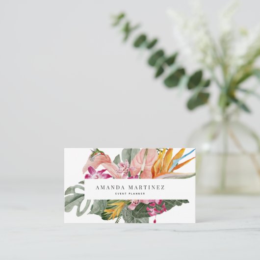 Levendige Tropische Bloemen Sociale Media Visitekaartje (Staand voorkant)