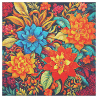 Levendige tropische bloemen stof