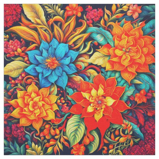Levendige tropische bloemen stof (Swatch)