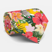 Levendige  tropische bloemen stropdas (Opgerold)