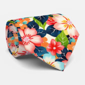 Levendige  tropische bloemen stropdas (Opgerold)