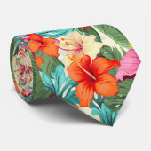 Levendige  tropische bloemen stropdas (Opgerold)