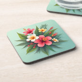 Levendige tropische bloemenharmonie bier onderzetter (Linkerzijde)