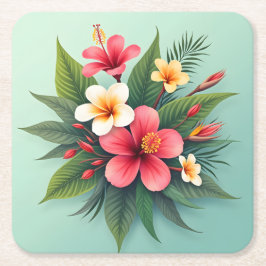 Levendige tropische bloemenharmonie kartonnen onderzetters