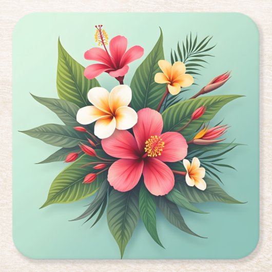 Levendige tropische bloemenharmonie kartonnen onderzetters (Voorkant)