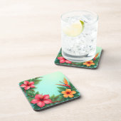 Levendige tropische bloemenverrukking bier onderzetter (Rechterzijde)