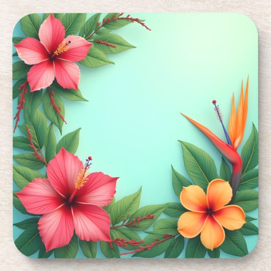 Levendige tropische bloemenverrukking bier onderzetter (Voorkant)