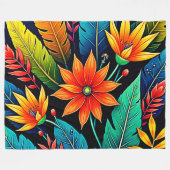 Levendige Tropische Bloemkunst Fleece Deken (Voorkant (Horizontaal))