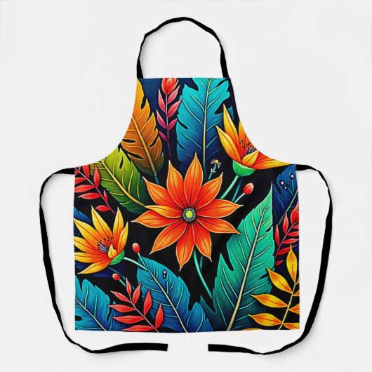 Levendige Tropische Bloemkunst Schort (Voorkant)