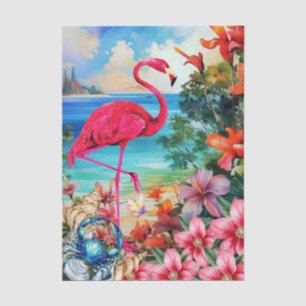 Levendige Tropische Bloemrijke Roze Flamingo Decou Tissuepapier