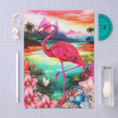Levendige Tropische Bloemrijke Roze Flamingo Decou Tissuepapier (Craft)