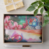 Levendige Tropische Bloemrijke Roze Flamingo Decou Tissuepapier (Geschenk)