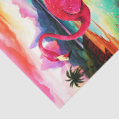 Levendige Tropische Bloemrijke Roze Flamingo Decou Tissuepapier (Detail)