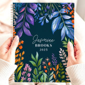 Levendige Tropische Bloemstuk Aangepaste Naam Planner