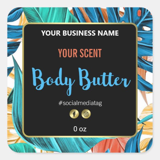 Levendige Tropische Body Butter Labels (Voorkant)