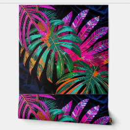 Levendige tropische disco bladeren Peel en Stick Behang