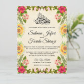 Levendige Tropische Floral Islamitische bruiloft u Kaart (Staand voorkant)