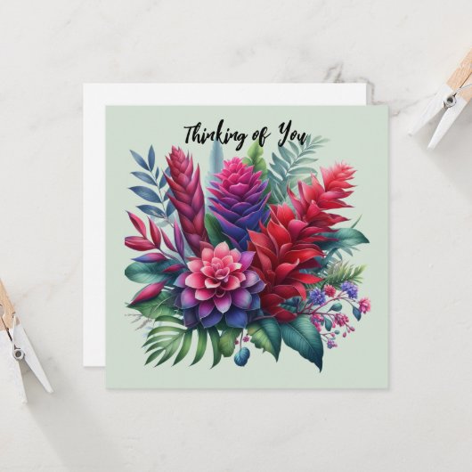 Levendige tropische gemberbloemen Kaart (Voorkant / Achterkant in situ)